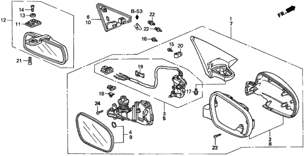 1997 Acura TL  Mirror Assembly, Passenger Side Door (Bayern Green Pearl) (R.C.) Diagram for 76200SW5A23ZA