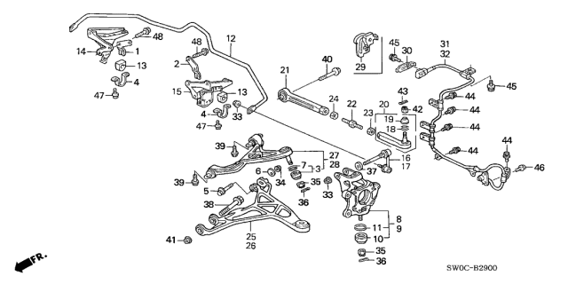 2004 Acura NSX  Bush, Rear Stabilizer (19.1) Diagram for 52316SL0J01