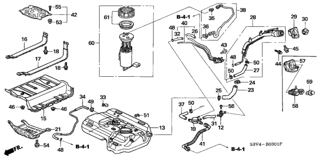 2004 Acura MDX  Clip, Fuel Filler Cap Diagram for 91594S1AE01