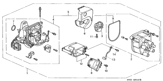 1998 Acura Integra  Cap Assembly Diagram for 30102P54006