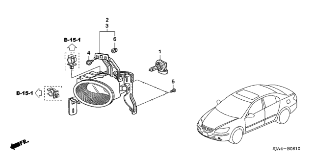 2006 Acura RL Foglight Unit, Driver Side Diagram for 33951SJAA01