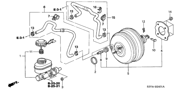 2005 Acura MDX Clamp, Master Power Tube Diagram for 46409S5AJ01
