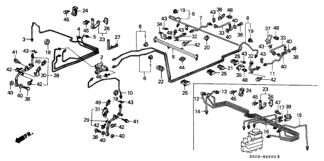 1988 Acura Legend Clip, Brake Pipe Diagram for 46394SH3A01