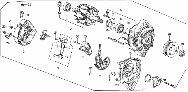 1989 Acura Integra Rectifier Assembly Diagram for 31127PD1004