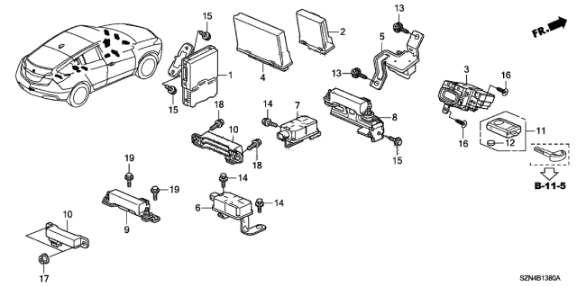 2012 Acura ZDX Unit Assembly, Power Central Diagram for 35130SZN305