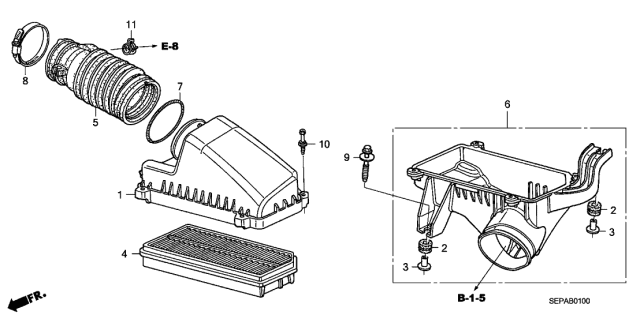2008 Acura TL Air Cleaner Element Diagram for 17220RDAA10