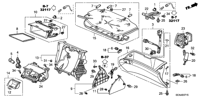 2008 Acura TSX  Clip Assembly (6Mm) (Graphite Black) Diagram for 90671SDA003ZA