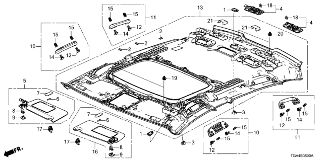 2021 Acura TLX CLIP, VISOR Diagram for 83236TGVA01
