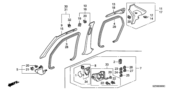 2003 Acura RL  Clip, Lining Diagram for 90668SE1003