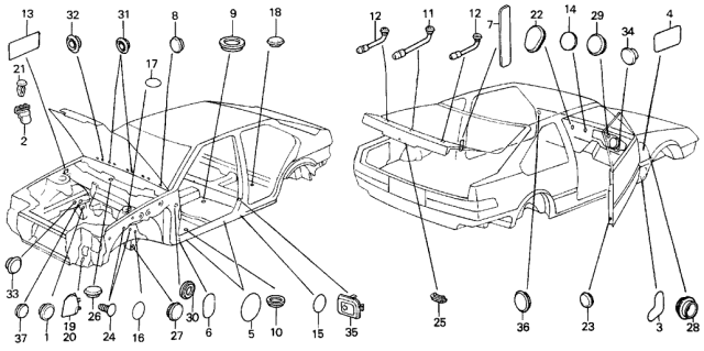 1988 Acura Integra  Cap, Floor Hole (24MM) Diagram for 72207SB2000