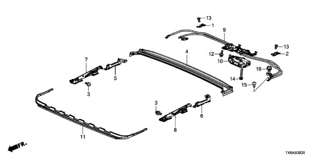 2020 Acura ILX Cable Assembly, Sunroof Diagram for 70400TX6A01