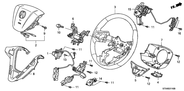2012 Acura MDX  Switch Assembly, Paddle Shift (Beige) Diagram for 78560STXA61ZF