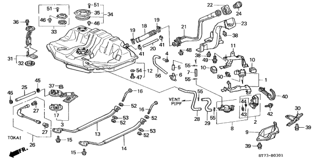 1998 Acura Integra Tube, Breather Diagram for 17356S02L00