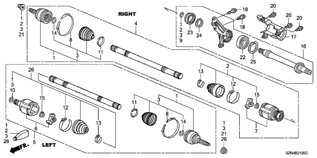 2011 Acura ZDX Boot Set, Inboard (NTN) Diagram for 44017STXA91