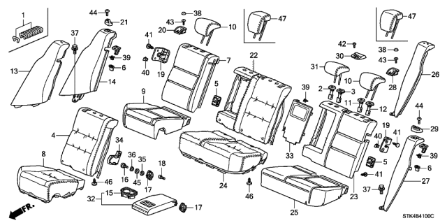 2008 Acura RDX  Guide, Headrest Lock (Graphite Black) Diagram for 81144SDAA01ZA
