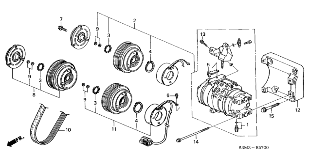 2001 Acura CL Compressor (Reman) (Includes Clutch & Coil) Diagram for 06388P8E505RM