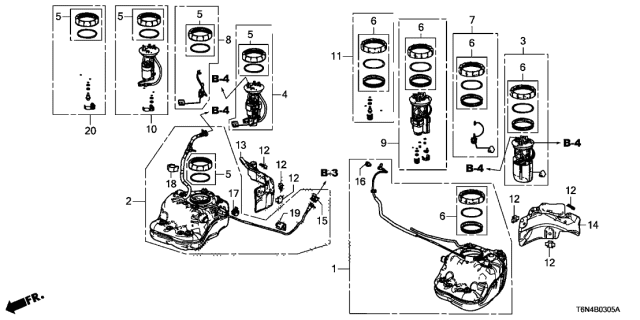2020 Acura NSX Nut & Gasket Set Diagram for 17046T2AL00