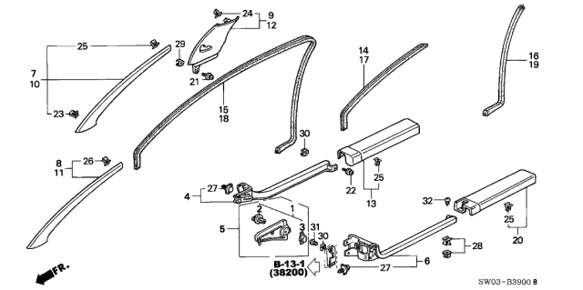 2002 Acura NSX  Trim, Left Rear Door Opening (Real Black) Diagram for 84237SL0T01ZA