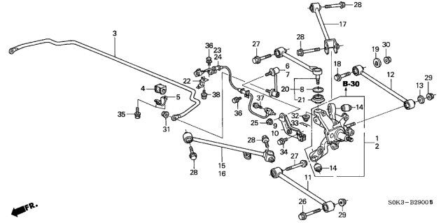 2002 Acura TL Bolt, Shock Absorber Fork (12X98) Diagram for 90121SM4010