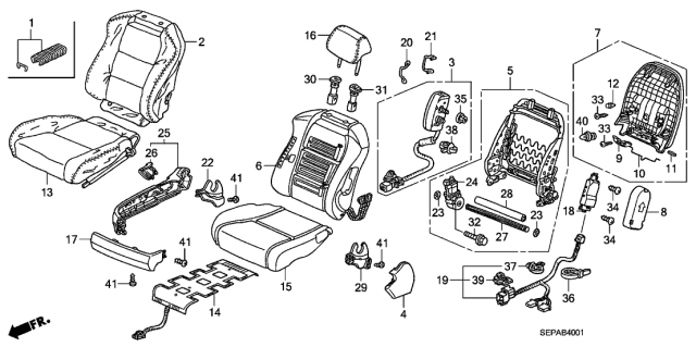 2008 Acura TL  Nut, Front Seat Reclining Push Diagram for 81236SEPA01
