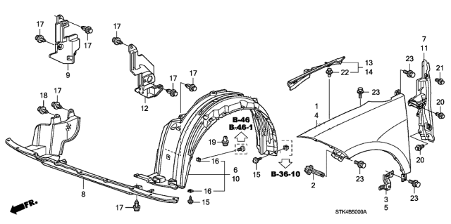 2011 Acura RDX Stay, Right Front Fender (Lower) Diagram for 60213STKA00ZZ