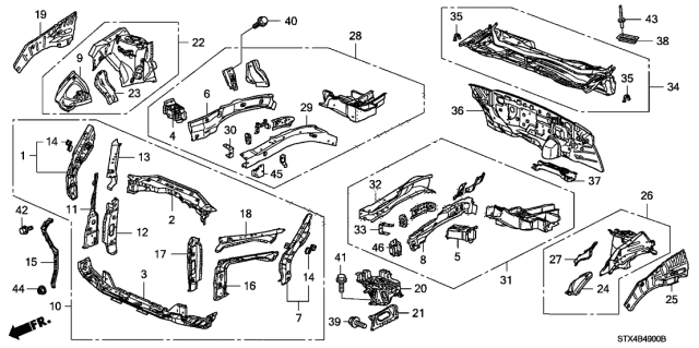 2011 Acura MDX Gusset A, Right Front Wheelhouse Diagram for 60657STXA00ZZ
