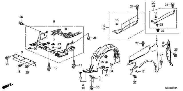 2020 Acura TLX Pin, Engine Cover (Lower) Diagram for 90674TY2A01