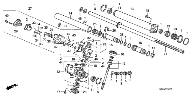 1994 Acura Legend Spring, Rack Guide Pressure Diagram for 53413SP0010