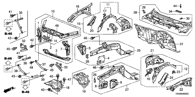 2010 Acura TL Nut-Washer (8MM) Diagram for 90108TK4A00