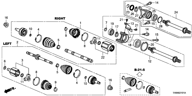 2014 Acura ILX Circlip Diagram for 44338TR4A91