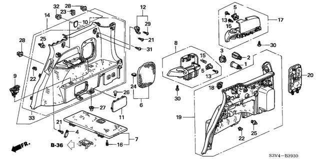 2002 Acura MDX  Clip, Door Lining (Graphite Black) Diagram for 91561SM4013ZA