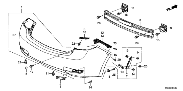 2014 Acura ILX Reflector Assembly, Right Rear Diagram for 33505TF7J01