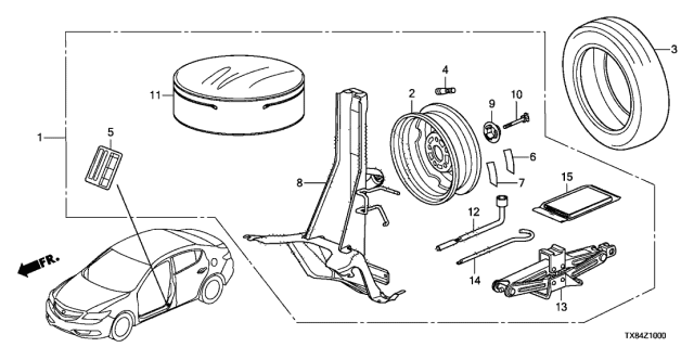 2013 Acura ILX Hybrid  Cover, Emergency Tire Diagram for 89332S10J00