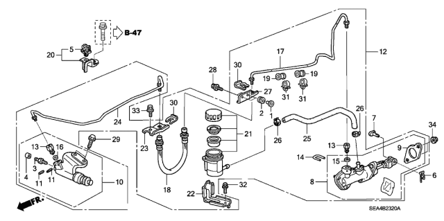 2004 Acura TSX  Clamp, Tube (D12) Diagram for 46972S6FE01