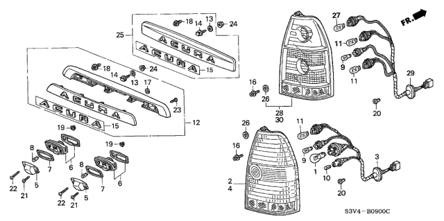 2001 Acura MDX Grommet, Taillight Diagram for 91626S0XA01