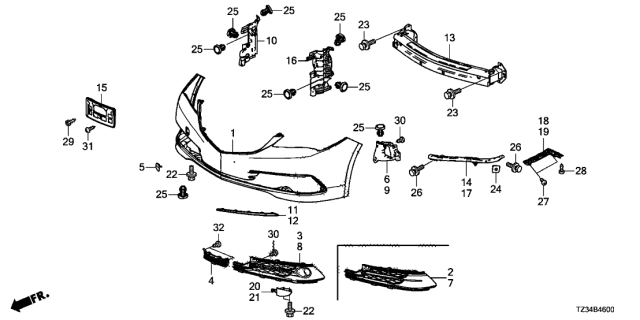2015 Acura TLX Side Duct Left, Front Bu Diagram for 71164TZ3A00