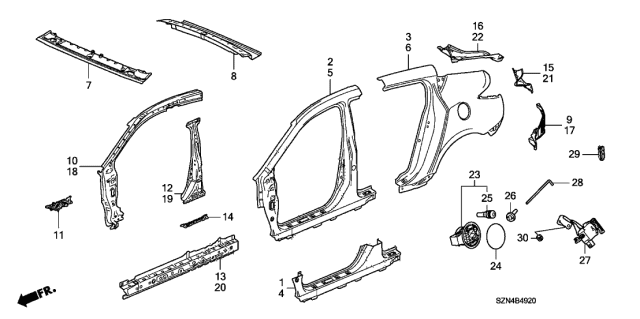 2010 Acura ZDX Sparatr, Front Pillar Lower Diagram for 63136SZNA01