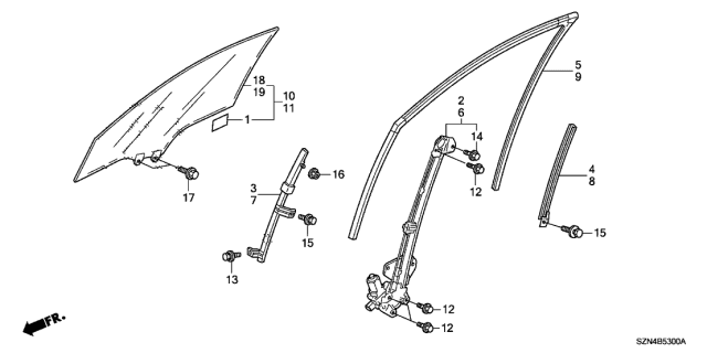 2010 Acura ZDX Runchannel, Right Front Door Diagram for 72235SZNA01
