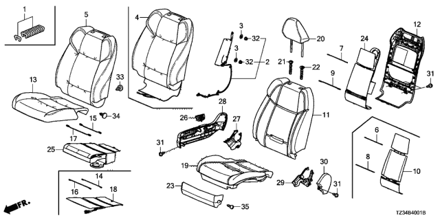 2018 Acura TLX  Front Back Pad Complete R Diagram for 81127TZ3A71