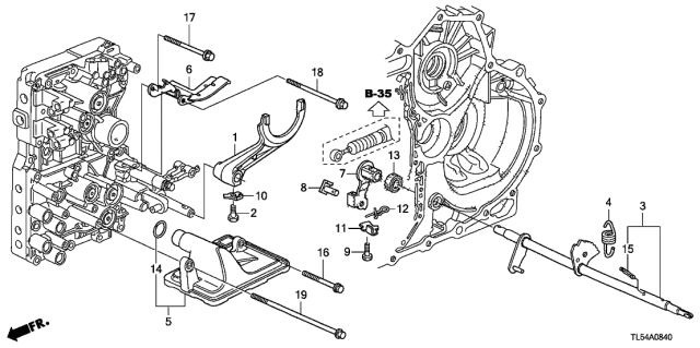 2012 Acura TSX Fork, Reverse Shift Diagram for 24111PRP000