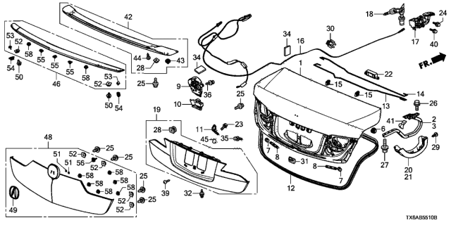 2019 Acura ILX  Clip, Fuel Lid Opener Cable Diagram for 91560SDET01