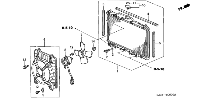 2003 Acura RL  Radiator (Denso) Diagram for 19010P5A013