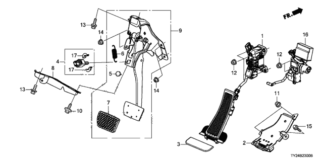 2014 Acura RLX Cover, Pedal Diagram for 46545TX4A51
