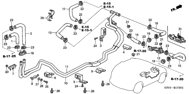 2001 Acura MDX  Hose A2, Water Inlet Diagram for 79722S0XA00