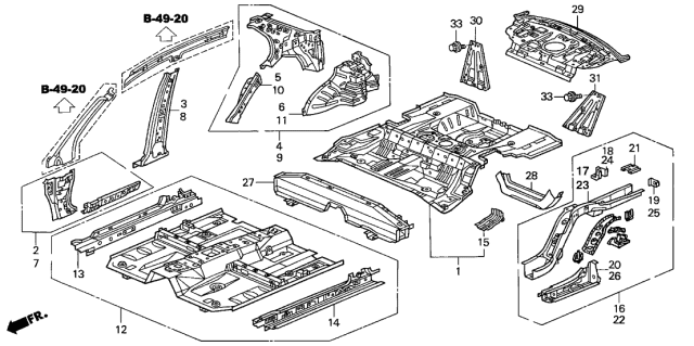 2000 Acura TL  Panel, Right Rear Inside Diagram for 64300S0KA00ZZ