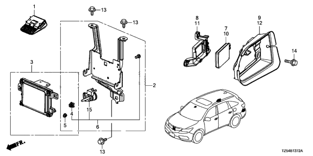 2018 Acura MDX  Cover, Passenger Side Bsi Radar Diagram for 36934TZ5A31