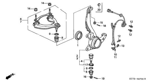 1994 Acura Integra Ring, Front Knuckle Diagram for 44348SR3000