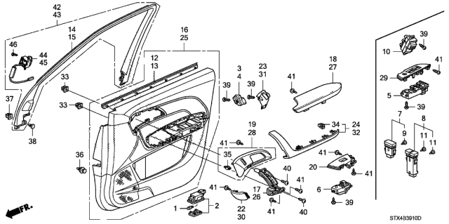 2012 Acura MDX  Switch Assembly, Driver Side Automatic Door Lock Diagram for 35385STXA01