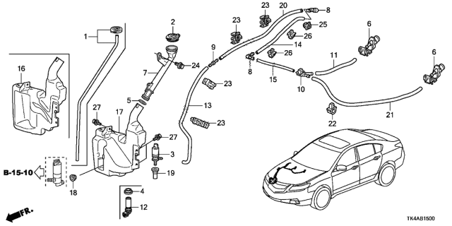 2013 Acura TL  Clip, Washer Tube Diagram for 91511SJ8003