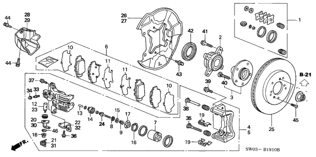 2001 Acura NSX  Piston Assembly Diagram for 43215SL0J01